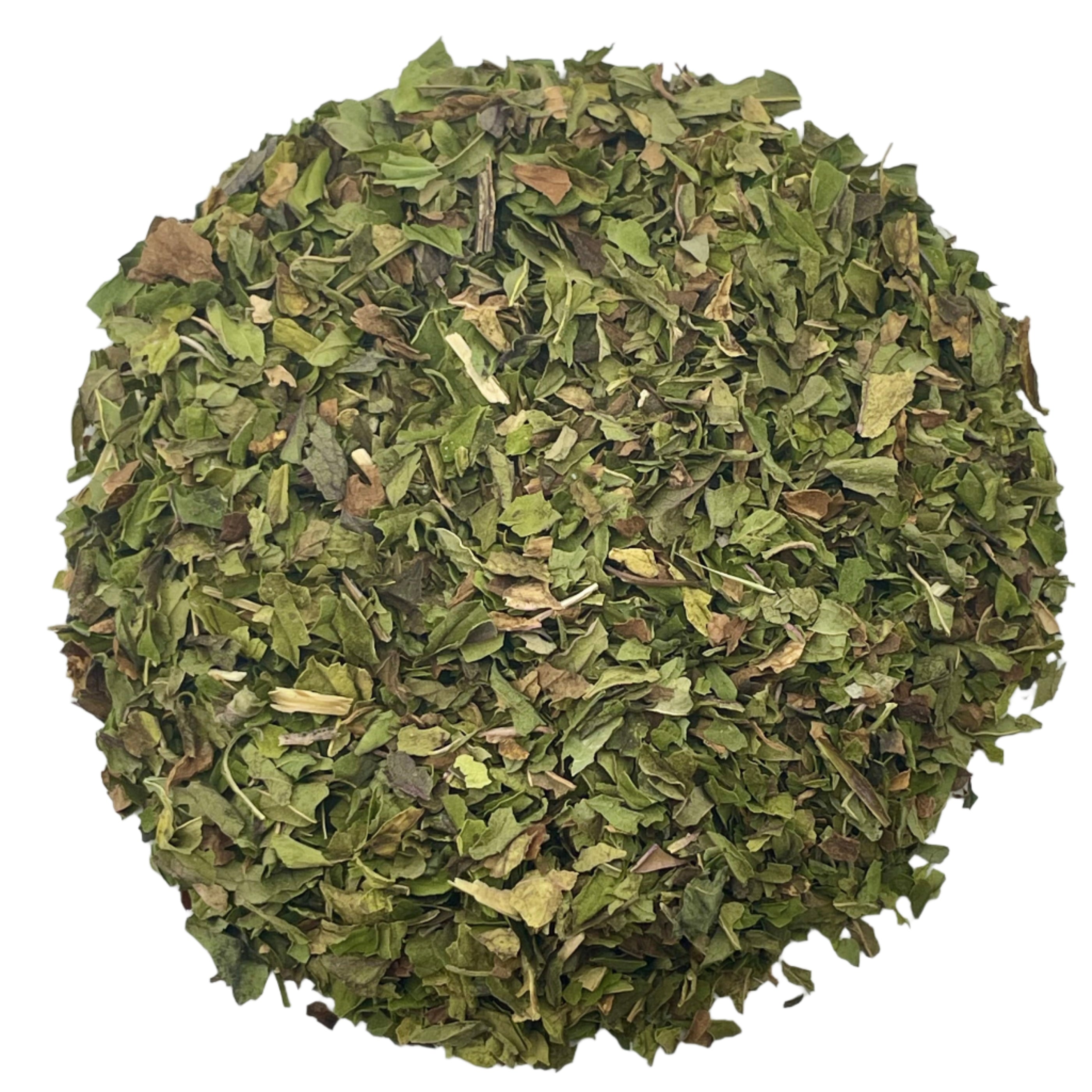 Peppermint leaves on a white background