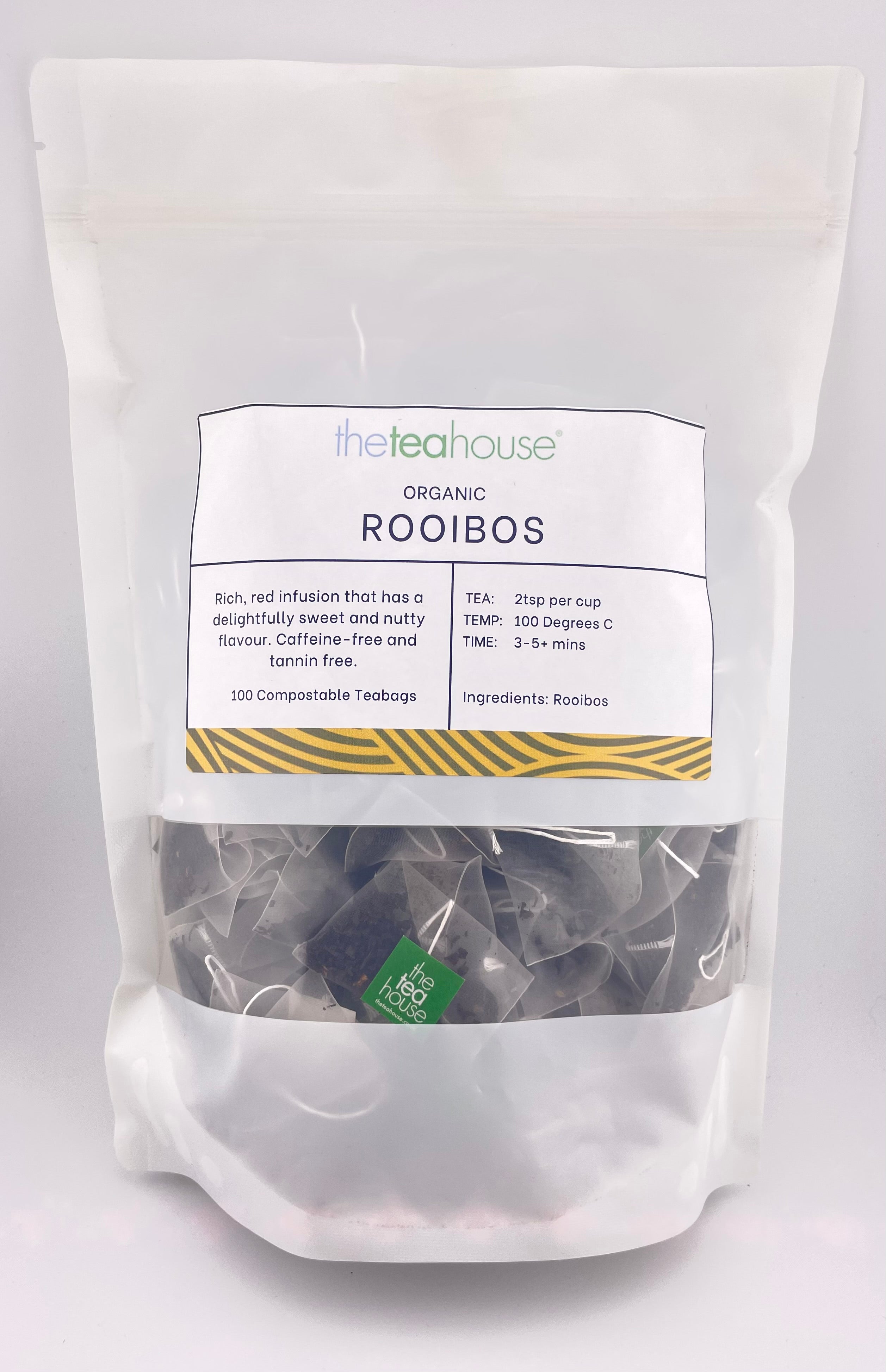 Large white pouch with teabags